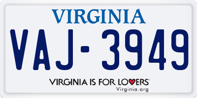 VA license plate VAJ3949