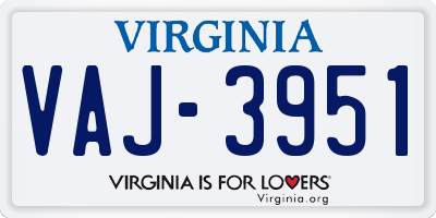 VA license plate VAJ3951