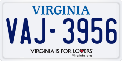 VA license plate VAJ3956