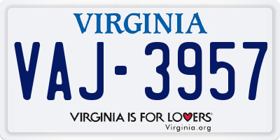 VA license plate VAJ3957