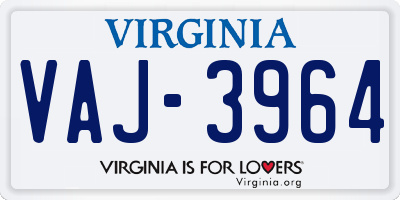 VA license plate VAJ3964