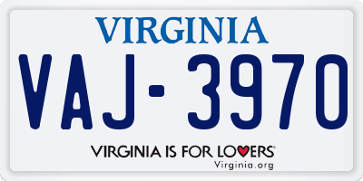 VA license plate VAJ3970
