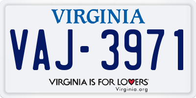 VA license plate VAJ3971
