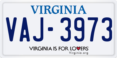 VA license plate VAJ3973