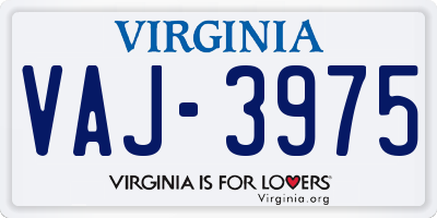 VA license plate VAJ3975