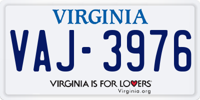 VA license plate VAJ3976