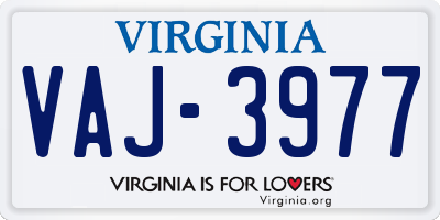 VA license plate VAJ3977