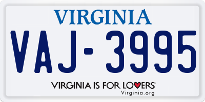 VA license plate VAJ3995
