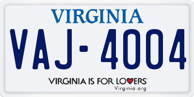VA license plate VAJ4004