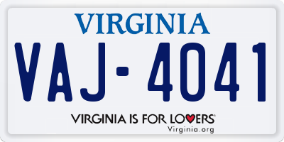 VA license plate VAJ4041