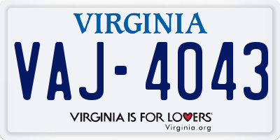 VA license plate VAJ4043