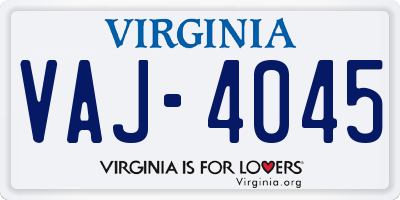 VA license plate VAJ4045