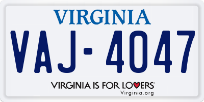 VA license plate VAJ4047