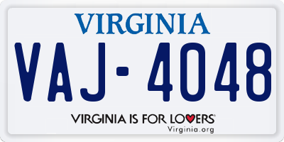 VA license plate VAJ4048