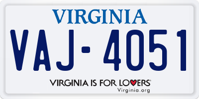 VA license plate VAJ4051