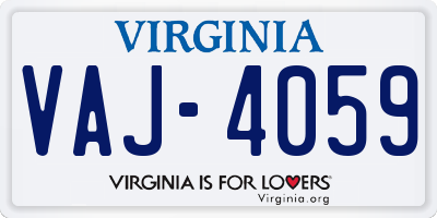 VA license plate VAJ4059
