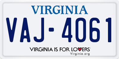 VA license plate VAJ4061