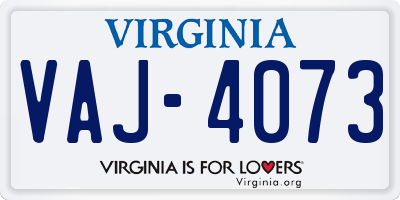 VA license plate VAJ4073