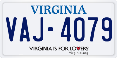 VA license plate VAJ4079