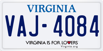 VA license plate VAJ4084