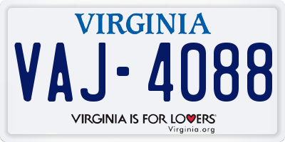 VA license plate VAJ4088