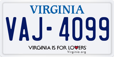 VA license plate VAJ4099