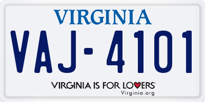 VA license plate VAJ4101