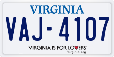 VA license plate VAJ4107