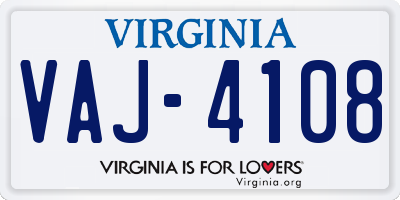 VA license plate VAJ4108