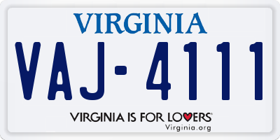 VA license plate VAJ4111