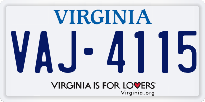 VA license plate VAJ4115