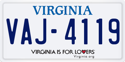 VA license plate VAJ4119