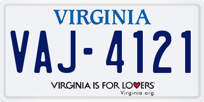 VA license plate VAJ4121