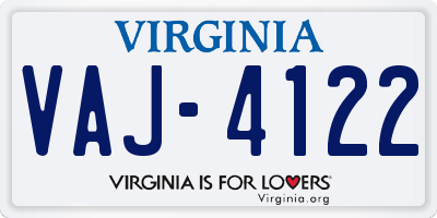 VA license plate VAJ4122