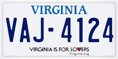 VA license plate VAJ4124