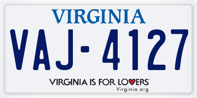 VA license plate VAJ4127