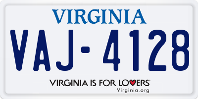 VA license plate VAJ4128