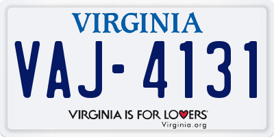 VA license plate VAJ4131