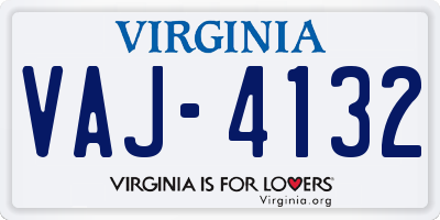 VA license plate VAJ4132