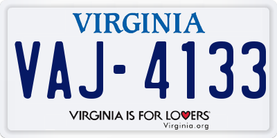 VA license plate VAJ4133