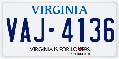VA license plate VAJ4136