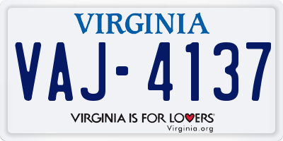 VA license plate VAJ4137