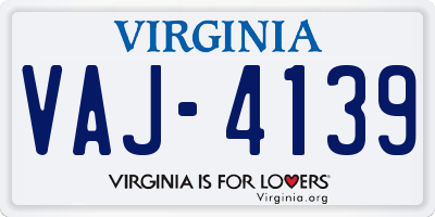 VA license plate VAJ4139