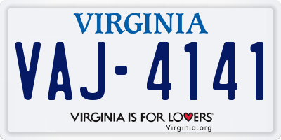 VA license plate VAJ4141