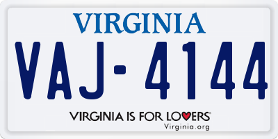 VA license plate VAJ4144
