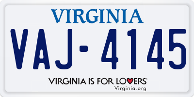 VA license plate VAJ4145