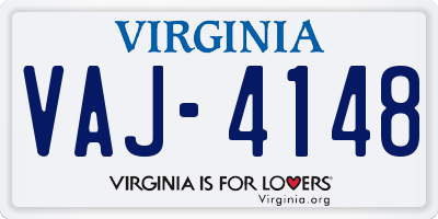 VA license plate VAJ4148