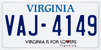 VA license plate VAJ4149