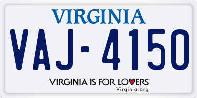 VA license plate VAJ4150