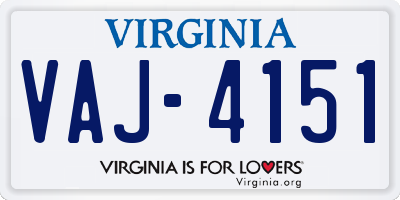 VA license plate VAJ4151